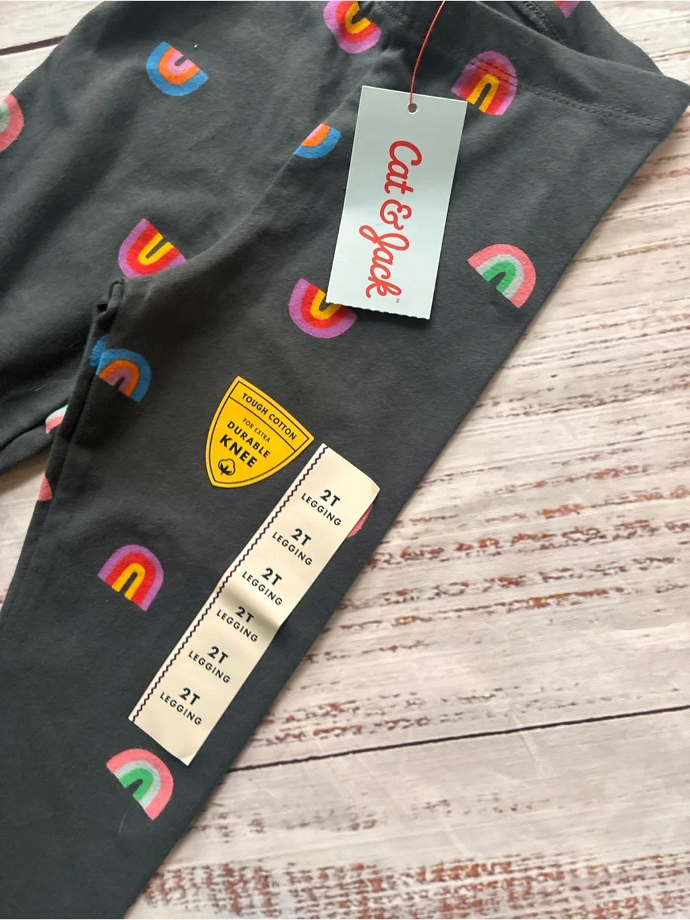 Cat & Jack Toddler Rainbow Print Charcoal Leggings 2T